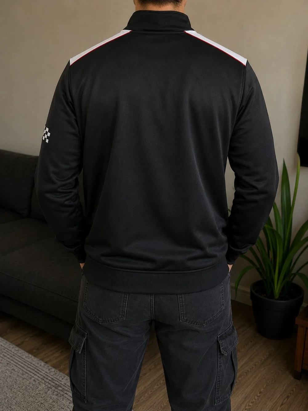 Aeropostale Black, White & Red Racing Track Jacket